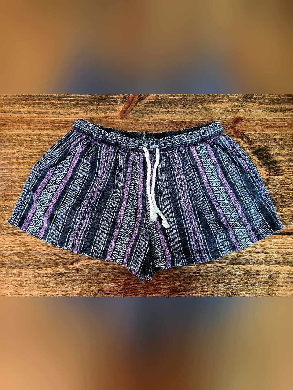 Mossimo Supply Co. Purple & Black Striped Drawstring Athletic Shorts